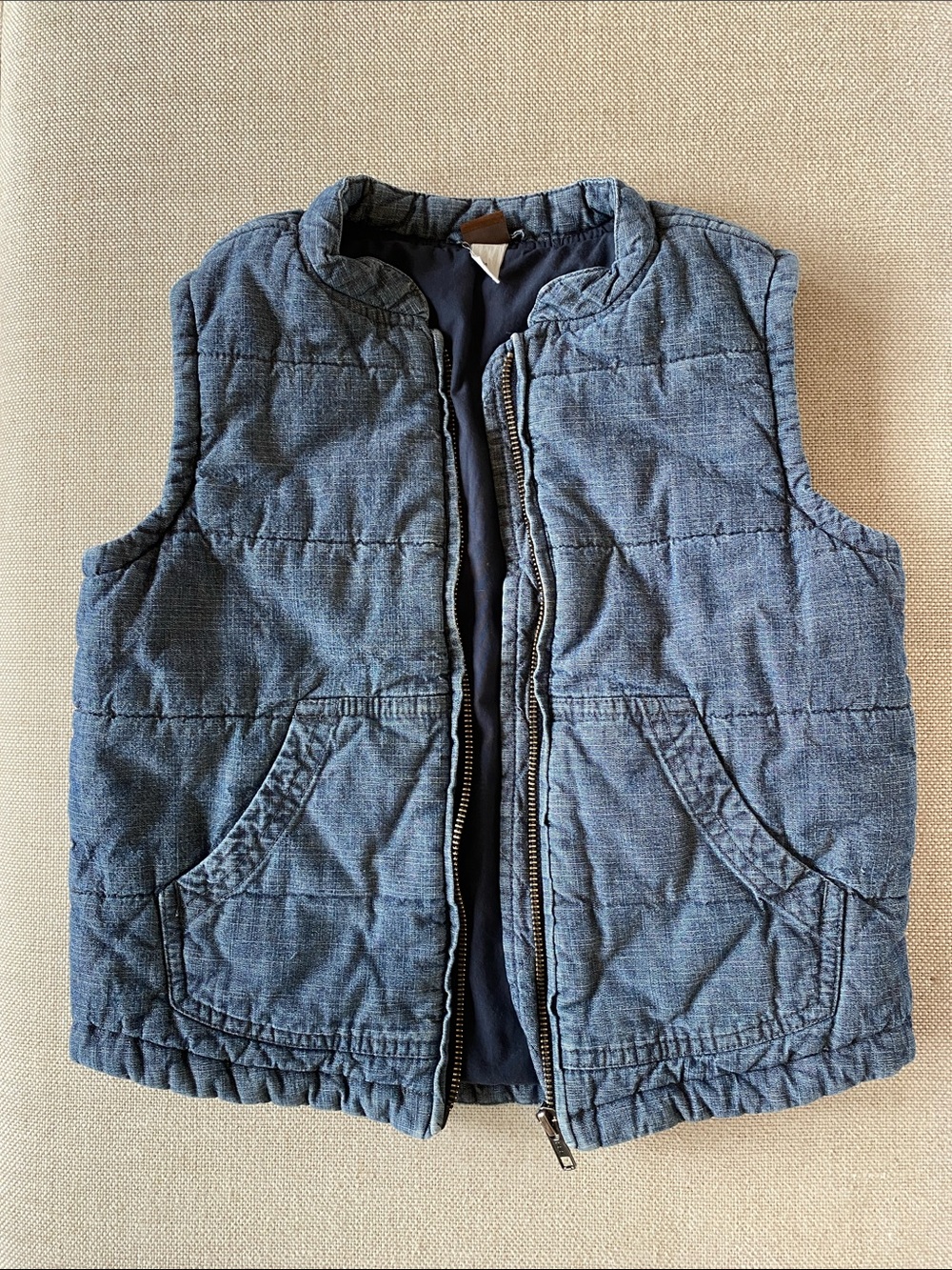 Tea Collection Children's Quilted Denim-Style Vest - Blue